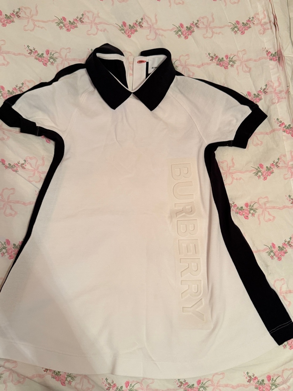 Burberry White and Black Polo Dress for Girls